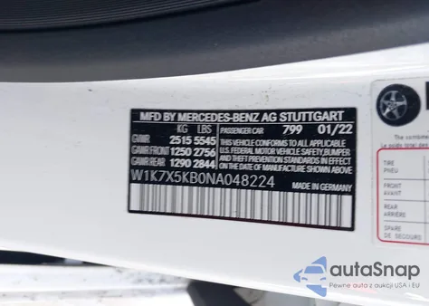 2022 Mercedes-Benz Amg Gt 43 4-Door Coupe from USA, damaged, VIN W1K7X5KB0NA048224